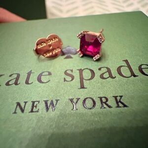 KATE SPADE ✨ Rose Gold and Ruby Gem Earrings